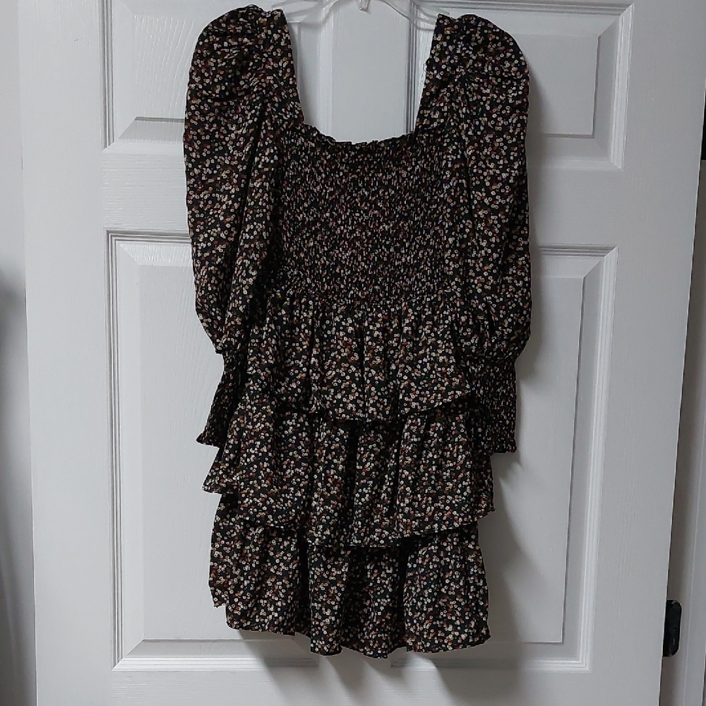 Floral Black Midi Dress